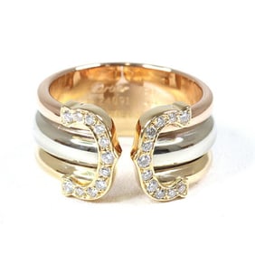 Cartier 2C Ring Diamond Three-Color Gold #49 (actual size 9+) 750YG/WG/PG Finished