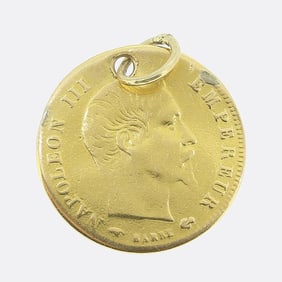 Antique 1858 Napoleon III Coin Charm Pendant