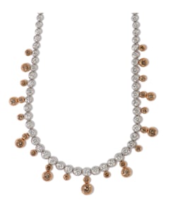 18K WHITE & ROSE HANS D. KRIEGER DIAMOND NECKLACE, 28.50 dwt., 4.17ct.TW ROUND COGNAC Center Diamond