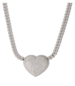 18K WHITE GOLD HANS D. KRIEGER DIAMOND NECKLACE, 45.70 dwt., 8.38ct.TW ROUND F-G Diamonds Size17.00