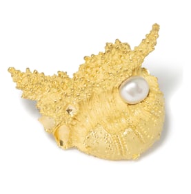 18K YELLOW GOLD HENRY DUNAY PEARL PIN, 30.80 dwt., .00ct.TW PEARL WHITE Size2.00