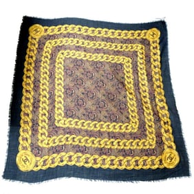 Chanel Scarf Muffler Women's Silk Black
