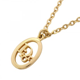 Christian Dior Necklace Oval GP Plated Gold Ladies