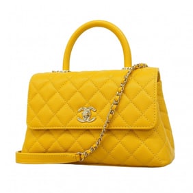 Chanel handbag Matelasse caviar skin yellow champagne chain ladies