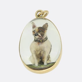 14ct Antique Essex Crystal Dog Pendant
