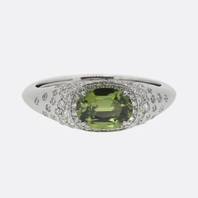 Kat Florence 1.23 Carat Demantoid Garnet and Diamond Ring
