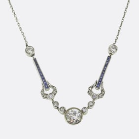 Art Deco Sapphire and Diamond Necklace