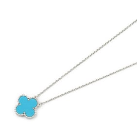 Van Cleef & Arpels Alhambra Necklace Turquoise K18WG (White Gold) Women's Blue VCARB87000