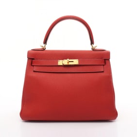 Hermes Kelly 28 Handbag Togo Women's Red