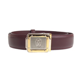 CARTIER Santos Must Line Bordeaux Gold Hardware Leather Belt Buckle Men's