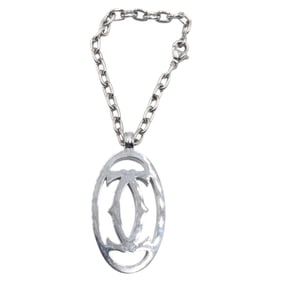 CARTIER 2C Charm Silver Metal Key Holder Ring for Women