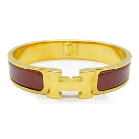 Hermes HERMES Click H Bracelet GP (Gold Plated) Enamel Women's Brown Gold 700001F