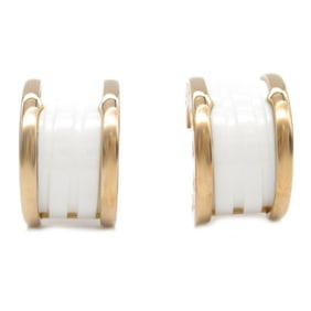 BVLGARI B-zero1 Earrings Ceramic K18PG (Pink Gold) Women's White