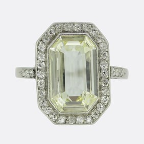 Art Deco 2.70 Carat Emerald Cut Diamond Cluster Ring
