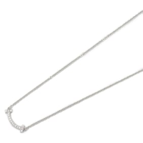 Tiffany & Co. T Smile Mini Necklace Diamond K18WG (White Gold) Ladies Clear