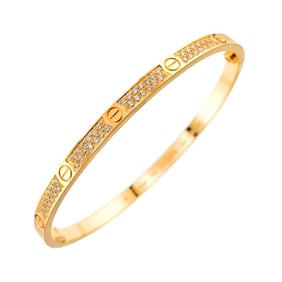 Cartier Love Bracelet Small SM #16 Pave Diamond K18 YG 750 Bangle