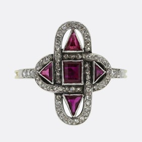 Art Deco Ruby and Diamond Dress Ring