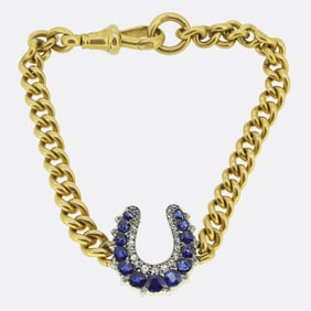 Victorian Sapphire and Diamond Horseshoe Bracelet