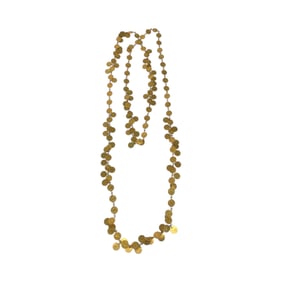CHANEL Vintage Coco Mark Gold Metal Coin Necklace 93 A Engraved Women's