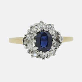 Edwardian Sapphire Diamond Cluster Ring