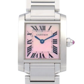 CARTIER Tank Francaise SM Watch Stainless Steel Ladies Pink Shell W51028Q3