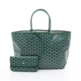 Goyard Saint Louis PM Tote Bag, Coated Canvas, Leather, Women's, Green, Multicolor