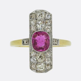 Edwardian Ruby and Diamond Cluster Ring