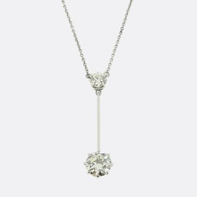 Antique Two-Stone Diamond Drop Necklace