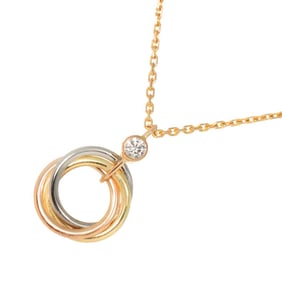 Cartier Trinity Diamond Necklace 40cm K18 YG WG PG 750 Three-color