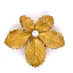 18K Yellow Gold Flower Brooch