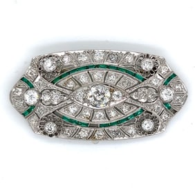 Art Deco Platinum Diamond Brooch/Pendant