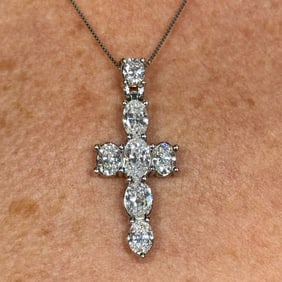 Platinum 5.00 Ct. Diamond Cross Necklace