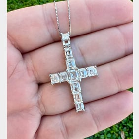 Platinum 6.00 Ct. Diamond Cross Necklace