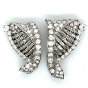 7.00 Ct Art Deco Diamond Clips