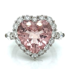 18K White Gold Morganite & Diamond Ring