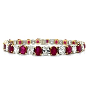 GIA Certified Burma Ruby and Diamond Bracelet