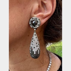 White & Black Diamond Earrings