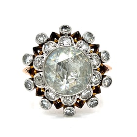 18K Rose Gold & Platinum Top Diamond Ring