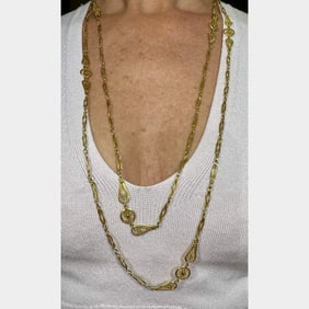 1960’s French 18K Yellow Gold Double Strand Necklace