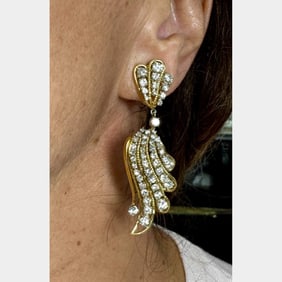 1960’s 18K Yellow Gold & Platinum Diamond Earrings