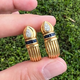 MAYORS 18K Yellow Gold Sapphire & Diamond Earrings