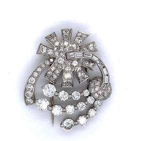 Art Deco Platinum 6.05 Ct. Diamond Brooch