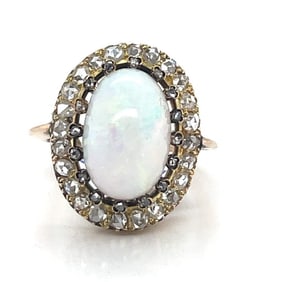 18k Rose Cut Diamond Opal Ring
