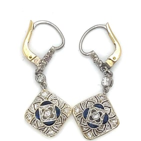 18k Platinum Sapphire Diamond Earrings