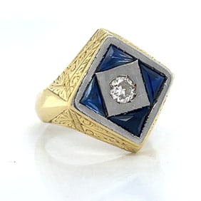 Art Deco 18k Sapphire Diamond Ring