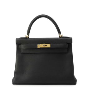 Hermes handbag Kelly 28, in-stitched, black, Togo, D stamp, 2-way shoulder, black