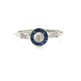 Platinum Sapphire Diamond Target Ring
