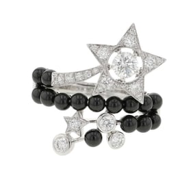Chanel Ring Comet Collection Diamond Black Spinel K18WG White Gold Size 52 J10180