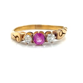 18k French Art Nouveau Ruby Diamond Ring