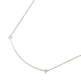 Tiffany Necklace T Smile Pendant Large K18PG Pink Gold 60011651 & Co.